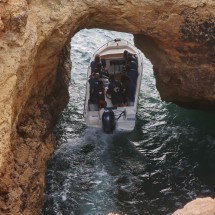 Boat in the hole Algar  600 meters east of the cave Gruto de Benagil 